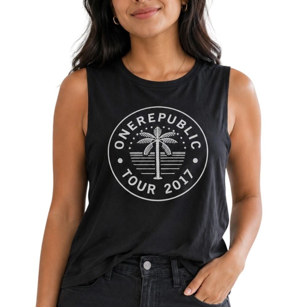 OneRepublic 2017 Tour Muscle Tank Black Band Merch Size M